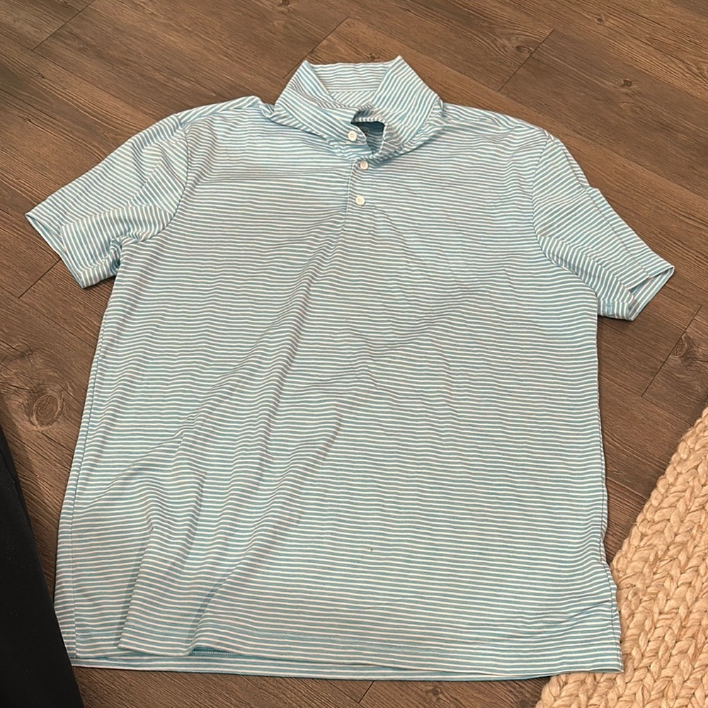 Men's Blue Striped Polo Shirt